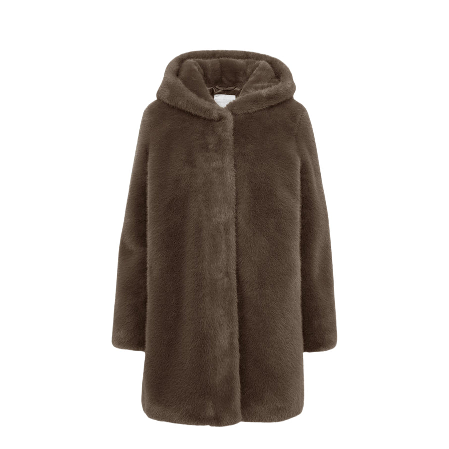 CENSURED Ecopelliccia Donna CW1881FRN5 148 Bronzo – Cappotto Caldo con Cappuccio, Morbido e Trendy