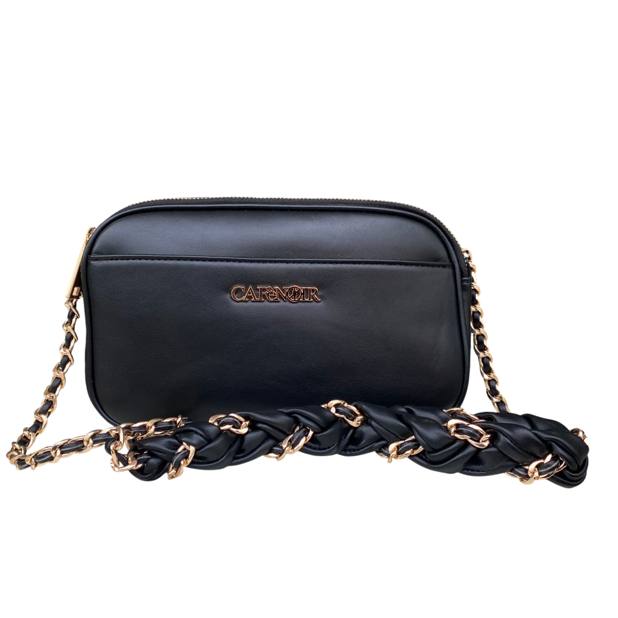 CafèNoir borsa a spalla con doppia zip e tracolla a catena C3YG0813 N001 nero