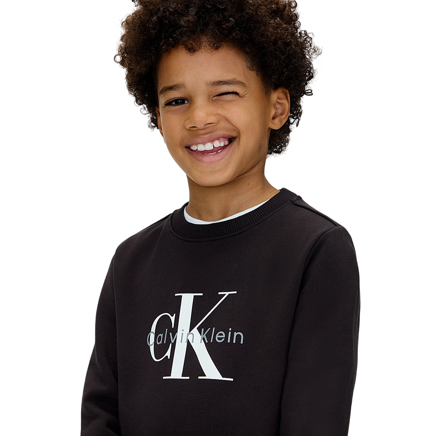 Calvin Klein Felpa Girocollo con Logo IU0IU00714BEH Nera - logo