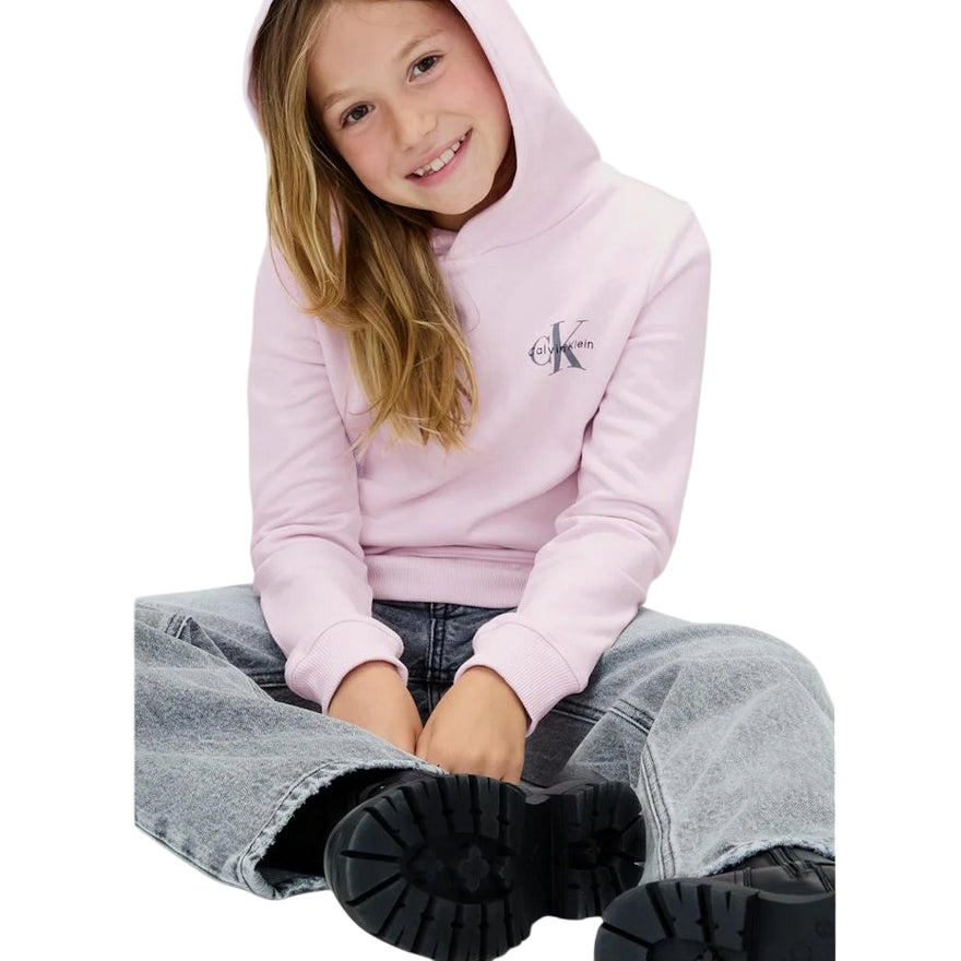 Calvin Klein Felpa con Cappuccio Unisex Junior IU0IU00712BEH rosa - vista logo