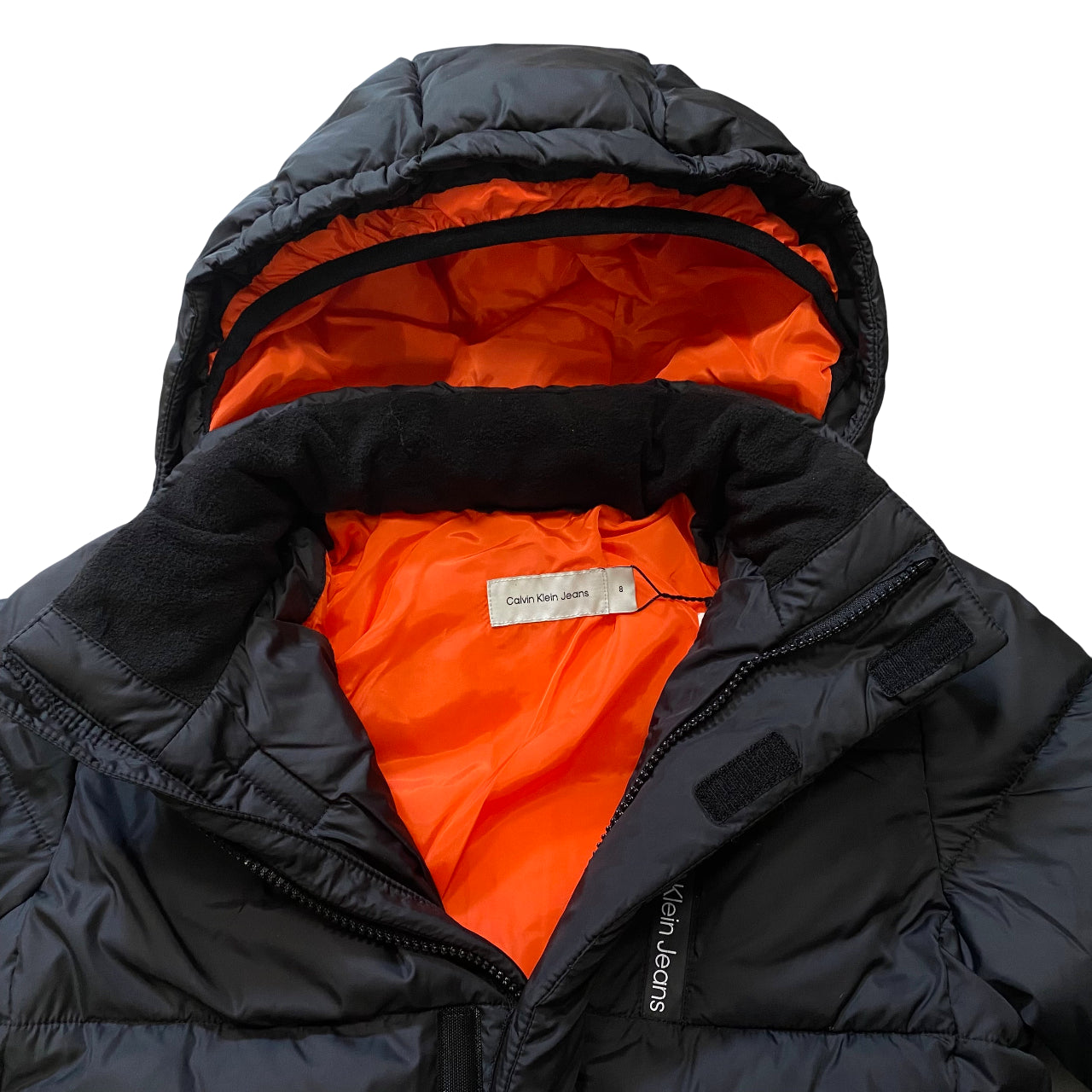 Calvin Klein Giubbotto Trapuntato con Cappuccio Junior IB0IB01276BEH Nero - cappuccio e interno 