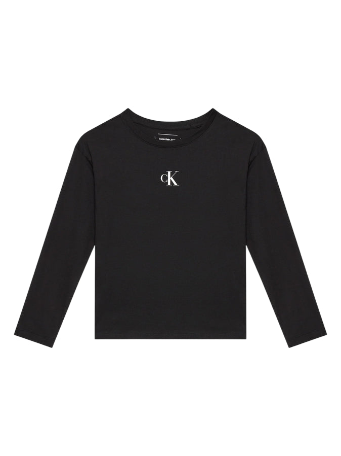 Calvin Klein IG0IG02135 BEH Maglietta Manica Lunga Ragazzo Nero - T-shirt Logo CK Comfort e Stile