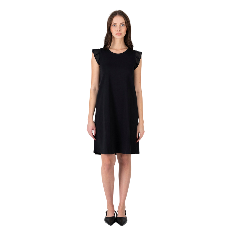 Censured abito corto da donna con maniche voulant AWC273TJSGE 90 nero