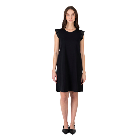 Censured abito corto da donna con maniche voulant AWC273TJSGE 90 nero