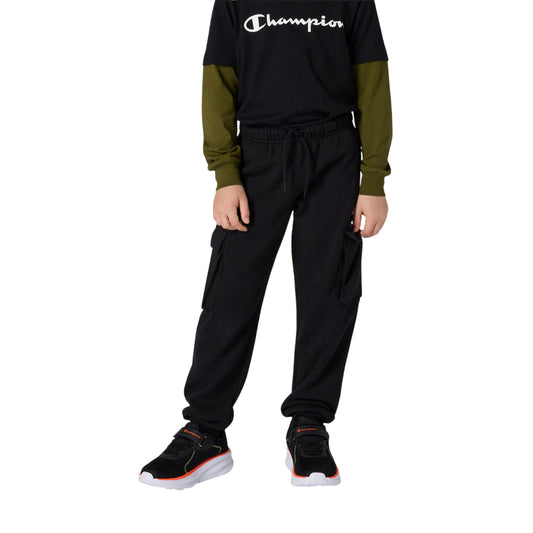 Champion Pantalone Junior Cargo 307331 KK001 Nero - Pantaloni Cargo Bambino in Cotone Felpato Comfort e Stile
