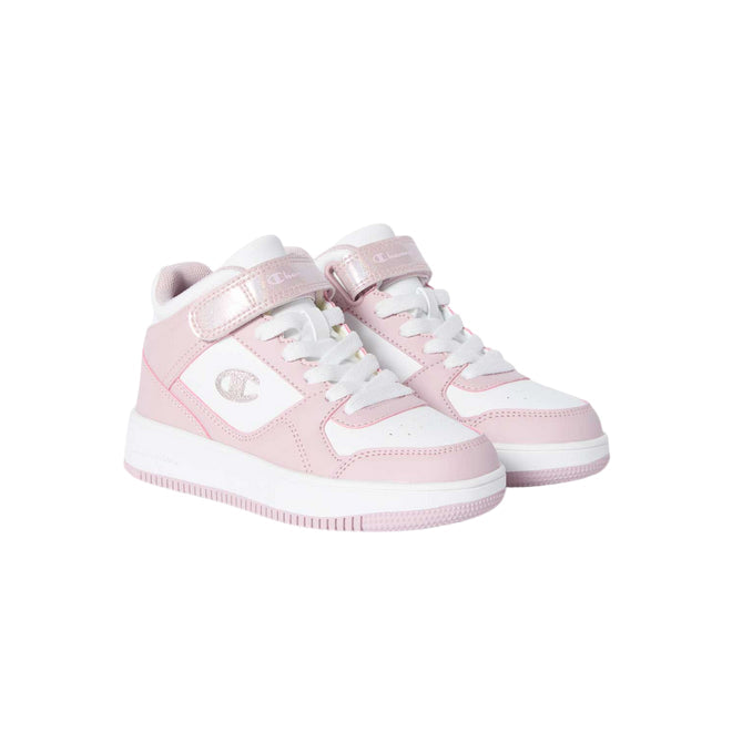 Champion – Sneakers Alta Ragazza Rebound 18 Mid Cut S32489 WW011 Bianco-Rosa | Stile Moderno, Comfort e Praticità - laterale