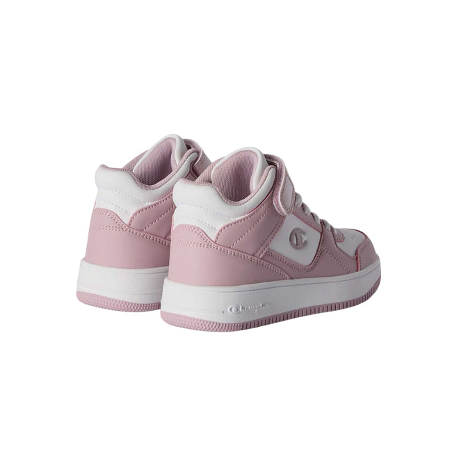 Champion – Sneakers Alta Ragazza Rebound 18 Mid Cut S32489 WW011 Bianco-Rosa | Stile Moderno, Comfort e Praticità - tallone