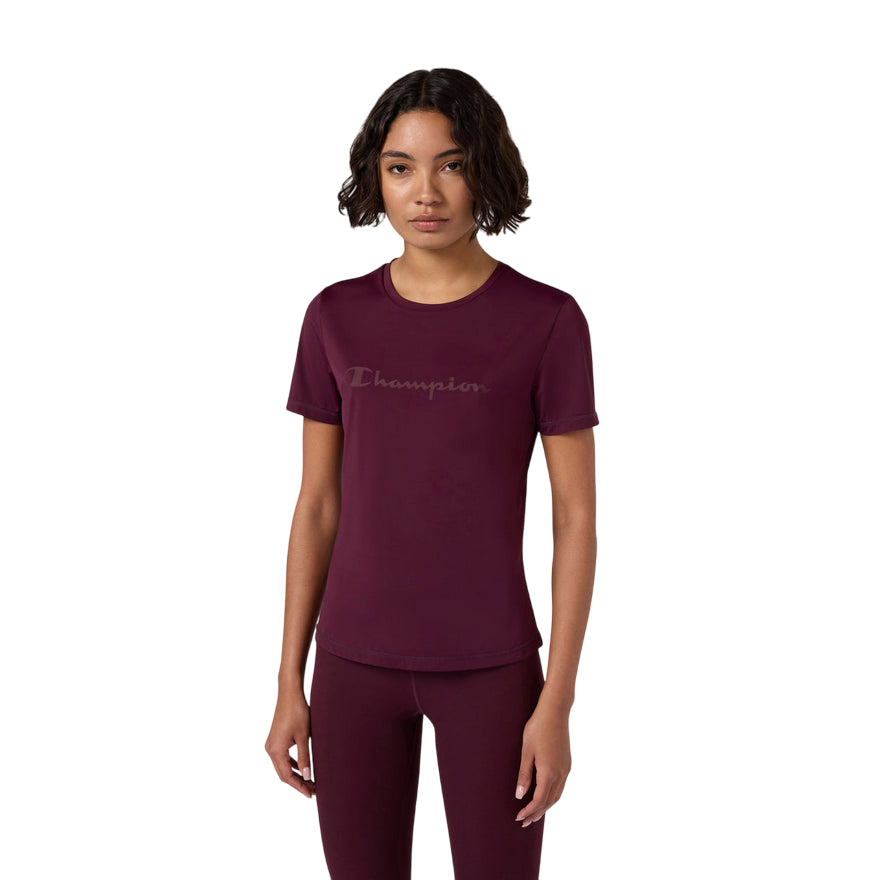 Champion T-shirt donna girocollo Stretch Bordeaux 118393_RS522