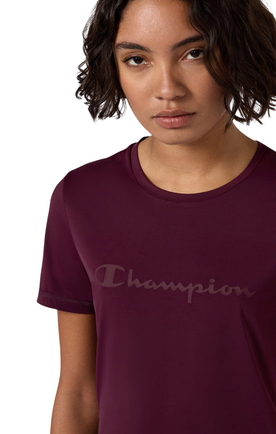 Champion T-shirt donna girocollo Stretch Bordeaux 118393_RS522