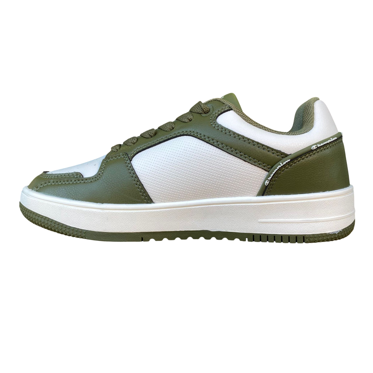 Champion Trainers RD18 Low S21906 GS585 Bianco-Verde| Sneakers basket uomo stile comfort - laterale