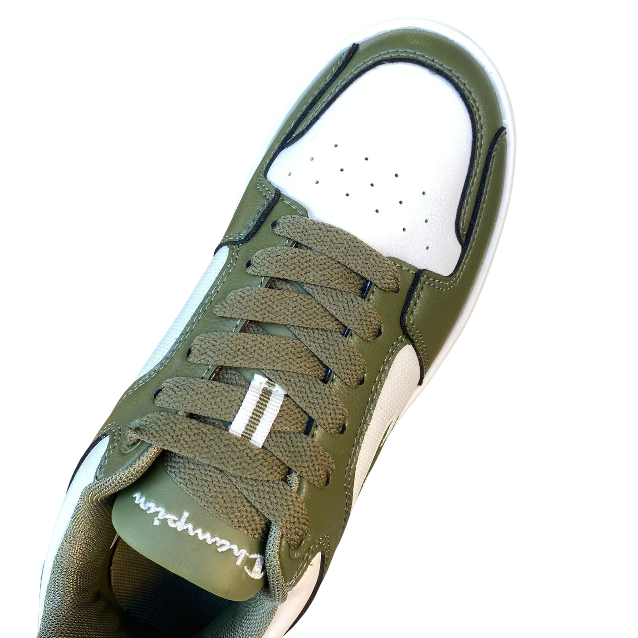 Champion Trainers RD18 Low S21906 GS585 Bianco-Verde| Sneakers basket uomo stile comfort - tomaia