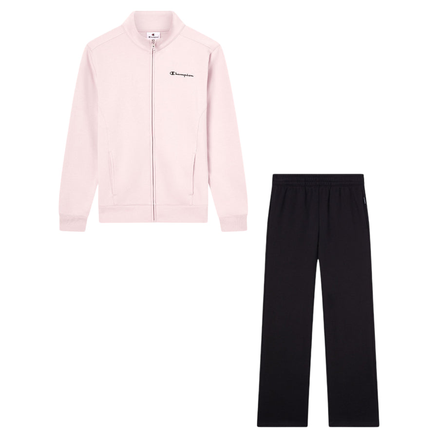 Champion tuta donna full zip 118289 PS208 rosa-nero - completo sportivo elasticizzato comfort e stile