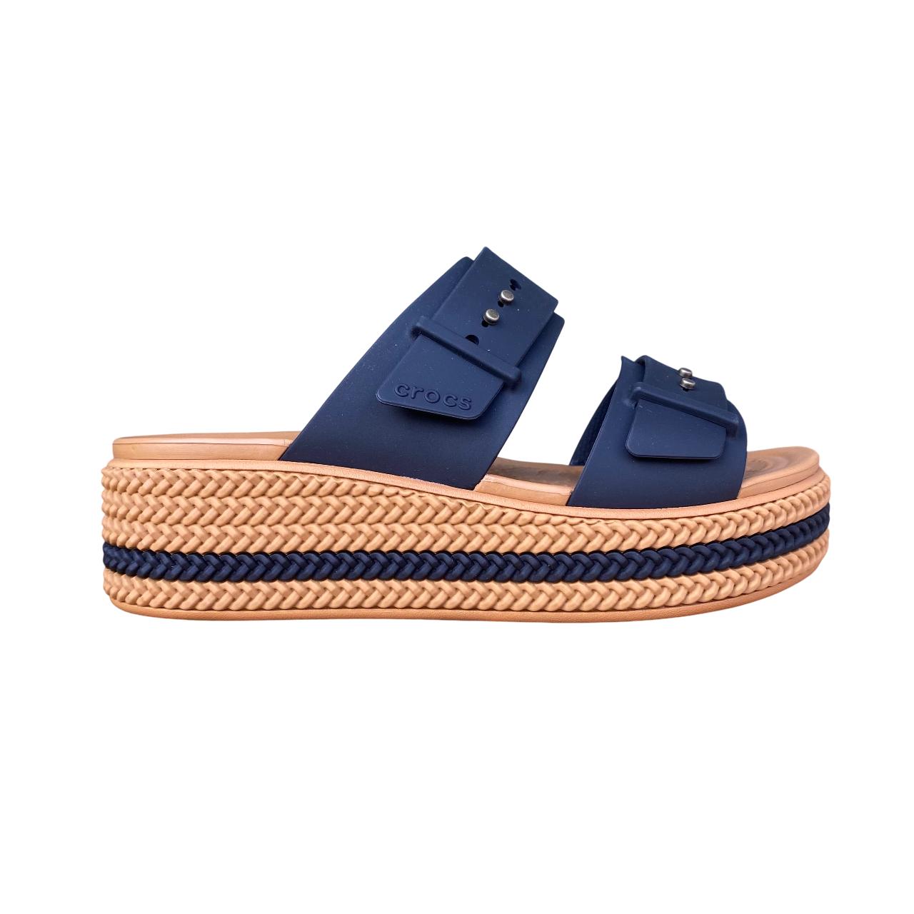 Crocs sandalo da donna con zeppa Brooklyn Woven Buckle 209978-001 nero