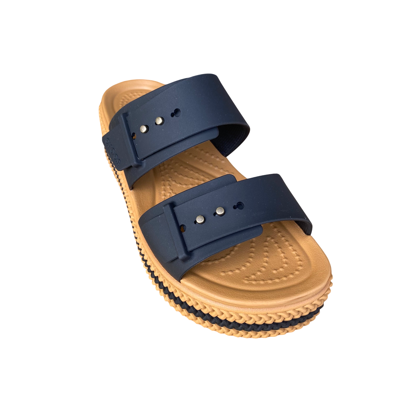 Crocs sandalo da donna con zeppa Brooklyn Woven Buckle 209978-001 nero