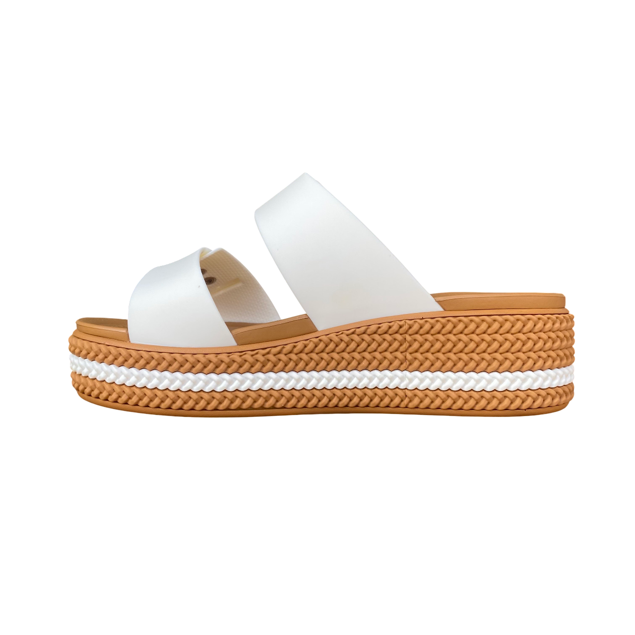 Crocs sandalo da donna con zeppa Brooklyn Woven Buckle 209978-0WV gesso
