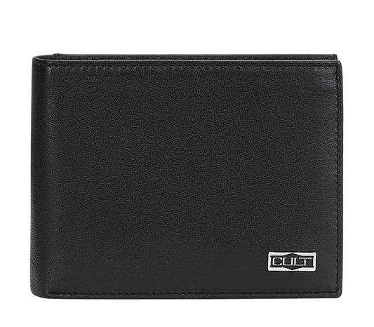 Cult Billfold Portacarte Ian Nero X3EPMX183003999 – Portamonete in Vera Pelle Uomo - frontale