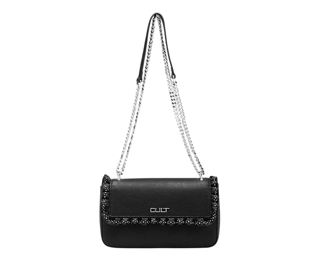 Cult Borsa con Patta Yoko Nero X4FPWX060022999 – Elegante Tracolla in Ecopelle Donna - frontale