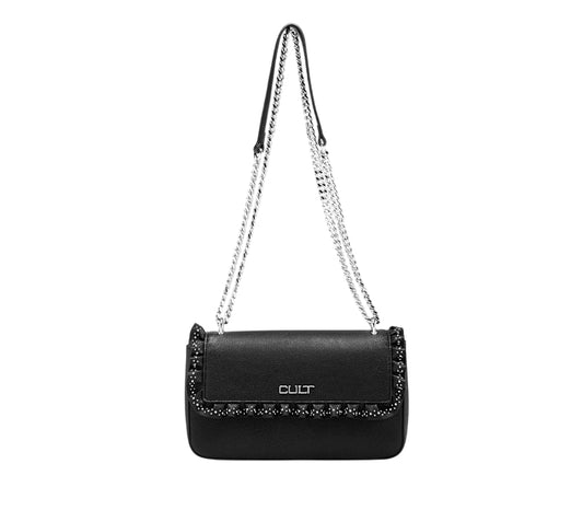 Cult Borsa con Patta Yoko Nero X4FPWX060022999 – Elegante Tracolla in Ecopelle Donna - frontale