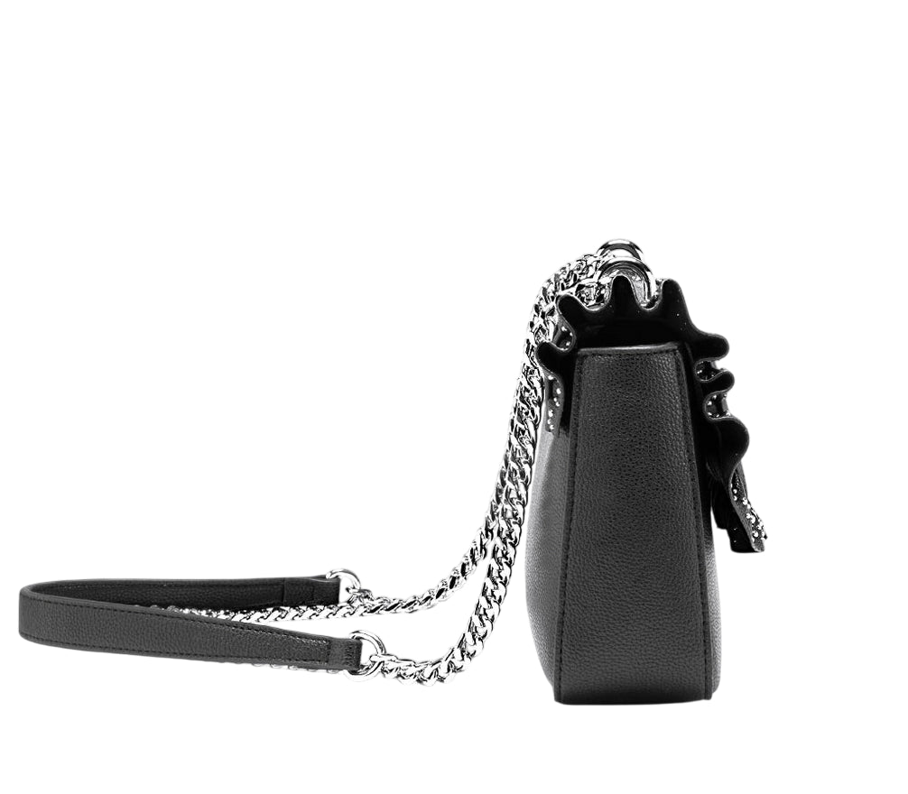 Cult Borsa con Patta Yoko Nero X4FPWX060022999 – Elegante Tracolla in Ecopelle Donna - laterale