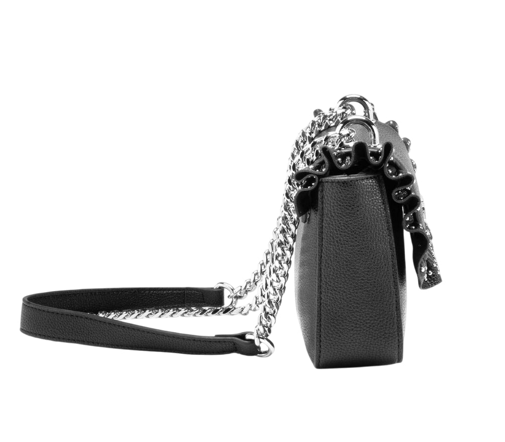 Cult Mini Borsa con Patta Yoko Nero X4FPWX060012999 – Tracolla a Catena Elegante Donna - laterale