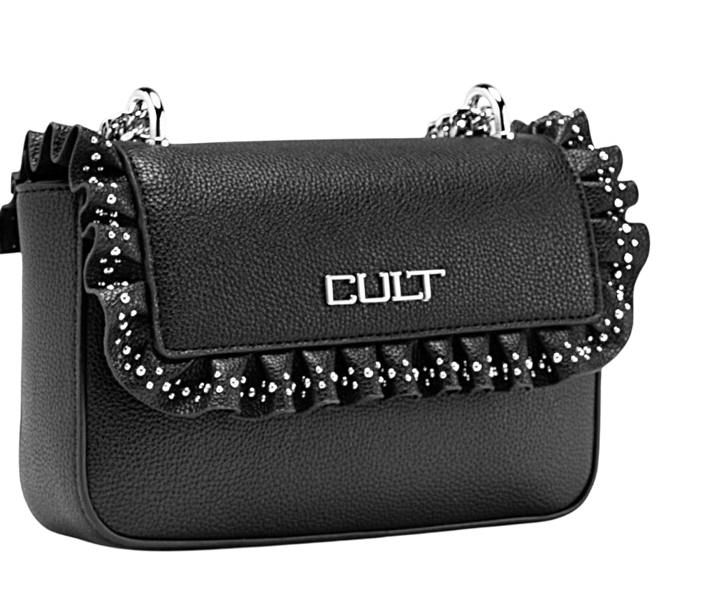 Cult Mini Borsa con Patta Yoko Nero X4FPWX060012999 – Tracolla a Catena Elegante Donna - logo