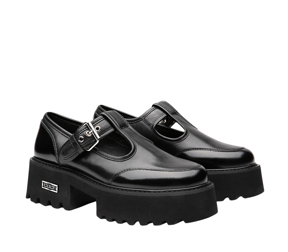 Cult Mocassino con fibbia e zeppa da donna CLW455600 nero - laterale