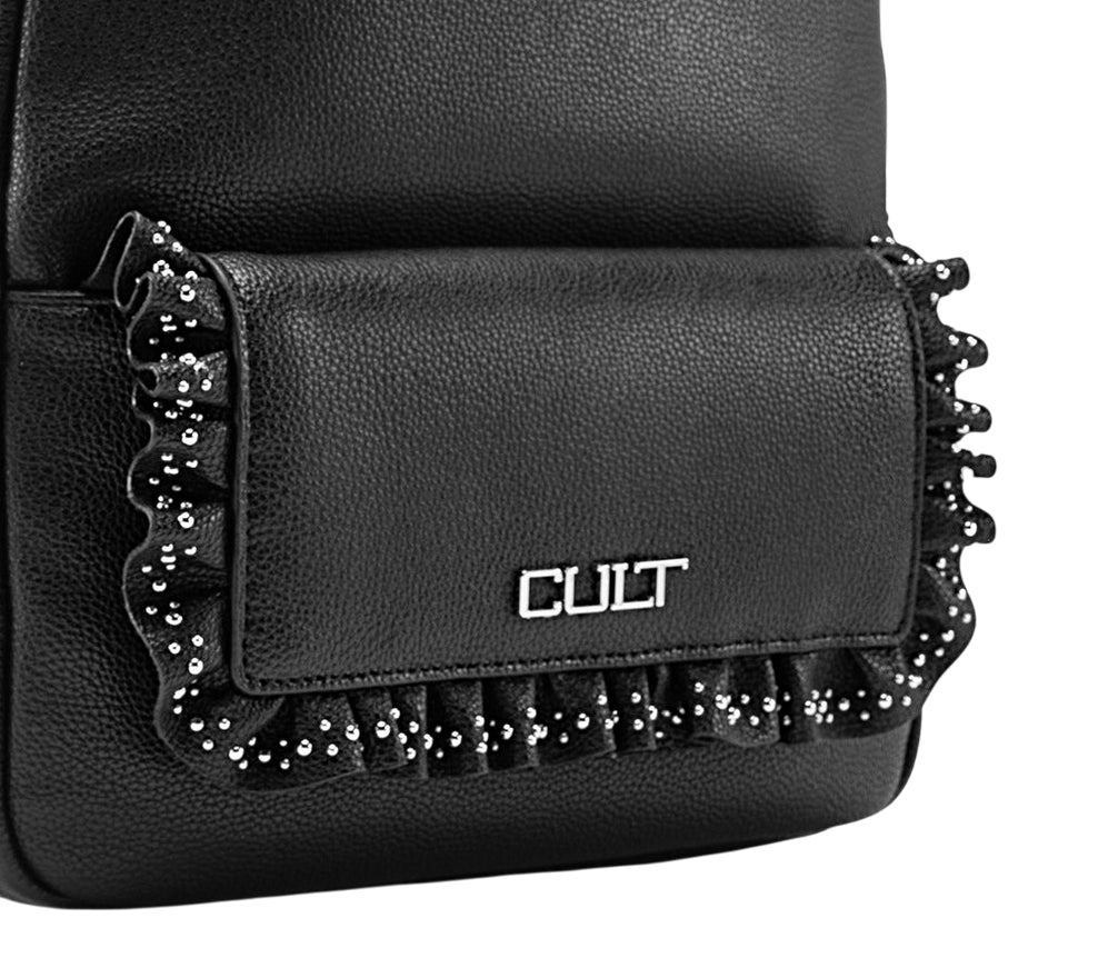 Cult Zaino Yoko Nero X4FPWX060065999 – Zaino Elegante in Ecopelle Donna con Rouches
