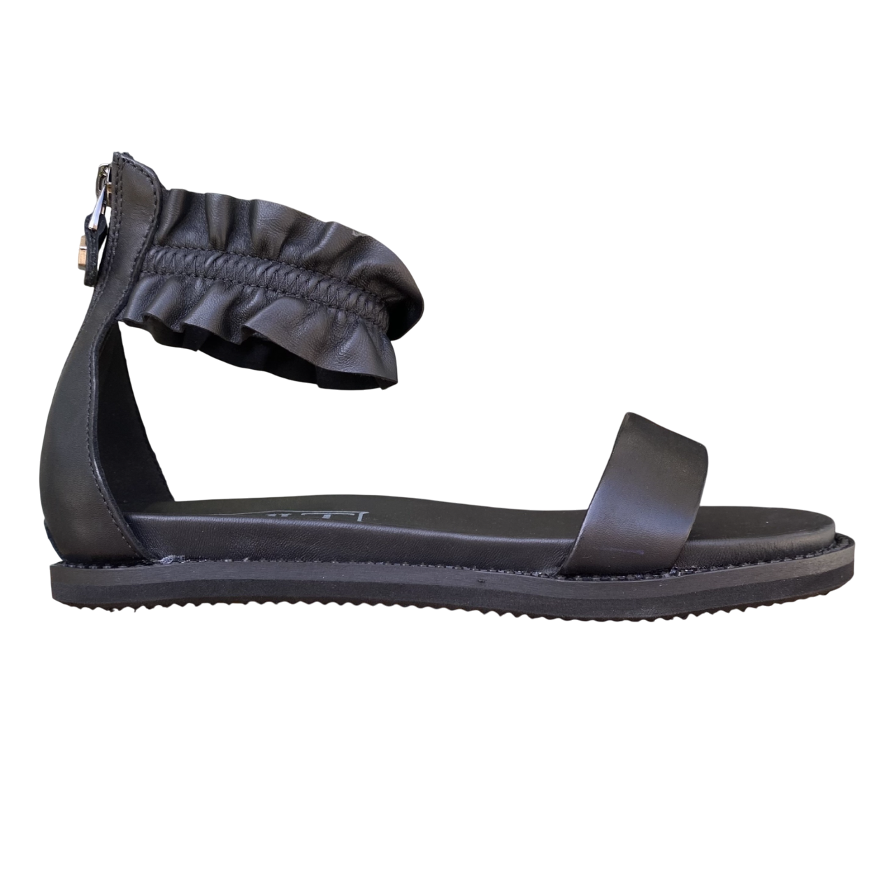 Cult sandalo flat da donna con fascia rouche alla caviglia Roshelle 4495 nero