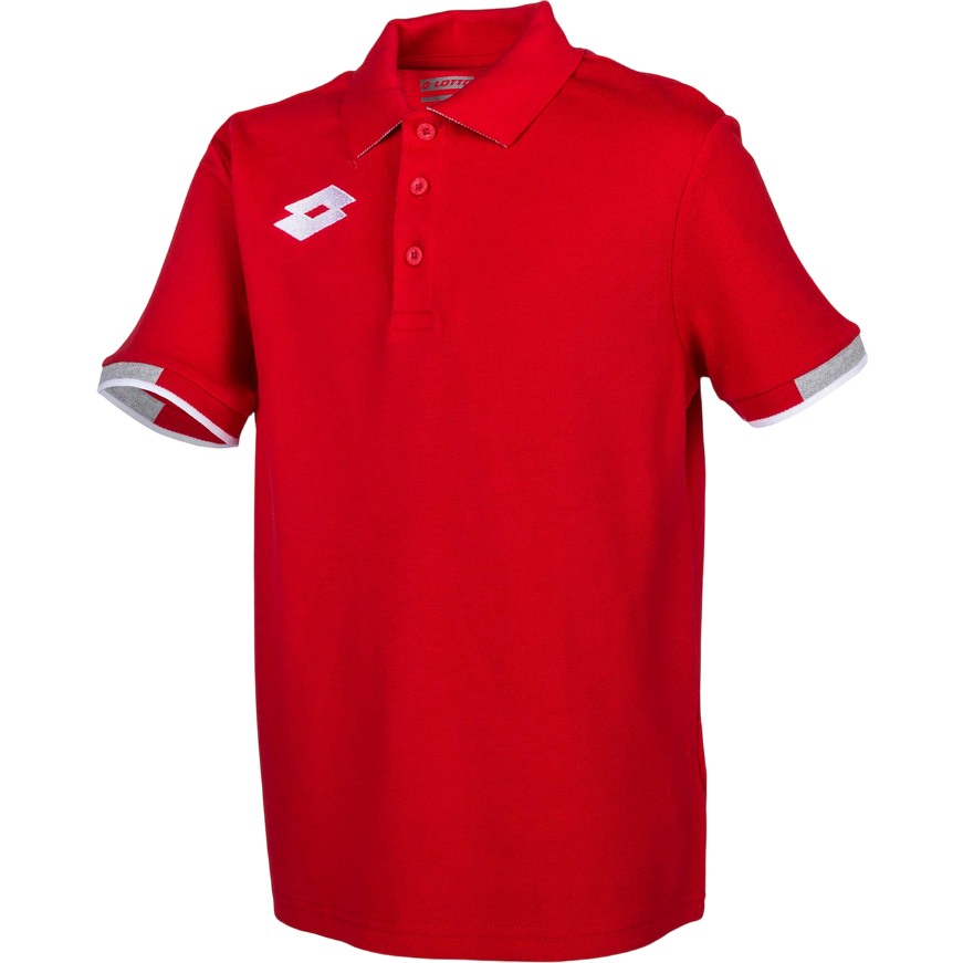 Dettaglio della polo Lotto Delta junior in cotone piquet traspirante e resistente, ideale per allenamenti e uso quotidiano dei ragazzi attivi