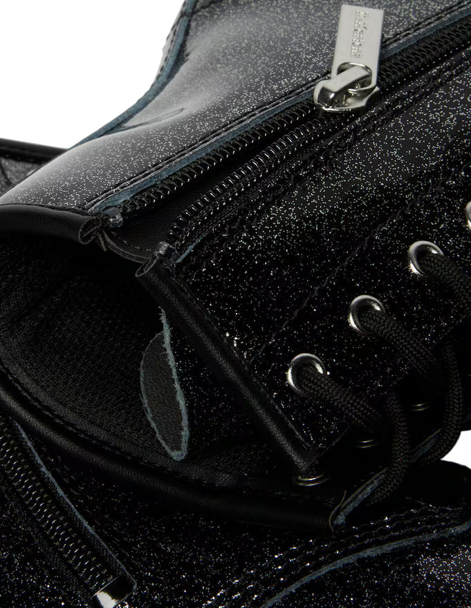 Dr. Martens – Stivali Junior 1460 Glitter 41436001 Nero & Argento | Design Brillante, Pelle Glitterata Kids, Comfort Protezione