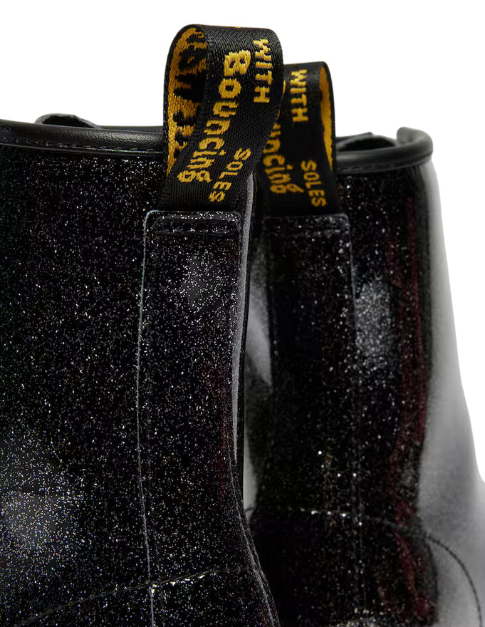 Dr. Martens – Stivali Junior 1460 Glitter 41436001 Nero & Argento | Design Brillante, Pelle Glitterata Kids, Comfort Protezione