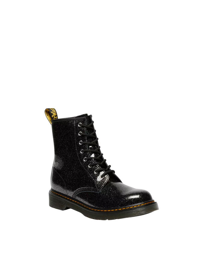 Dr. Martens – Stivali Junior 1460 Glitter 41436001 Nero & Argento | Design Brillante, Pelle Glitterata Kids, Comfort Protezione