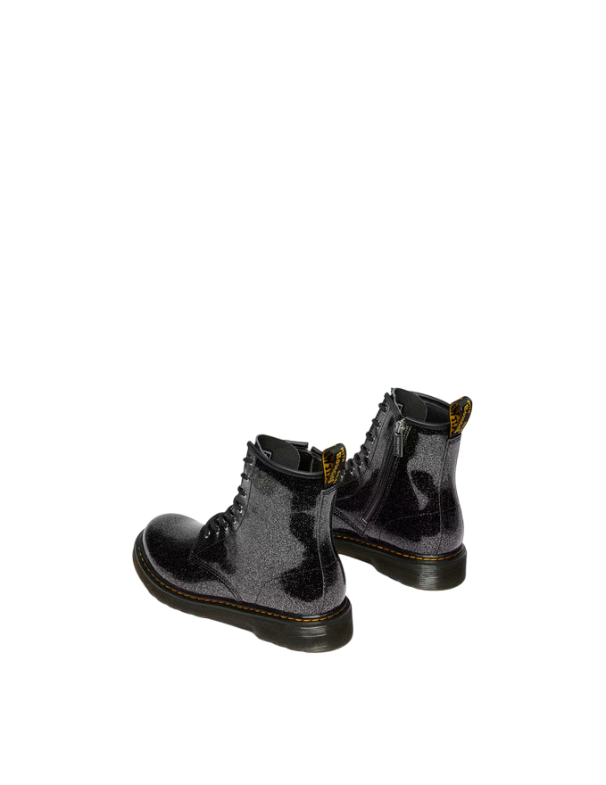 Dr. Martens – Stivali Junior 1460 Glitter 41436001 Nero & Argento | Design Brillante, Pelle Glitterata Kids, Comfort Protezione