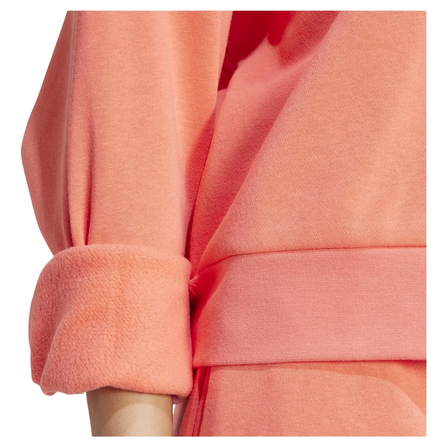 Felpa donna Adidas Essentials Feelcozy KE4362 colore corallo, abbigliamento sportivo casual di qualità premium, manica e tessuto