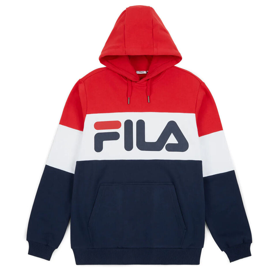 Fila felpa con cappuccio e logo da uomo Night Blocked Hoody 687001 G06 rosso-bianco-blu