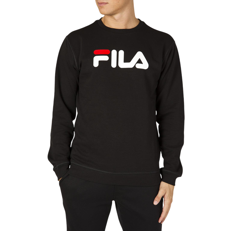 Fila felpa girocollo e logo grande da uomo Classic Pure Crew Sweat 681091 002 nero