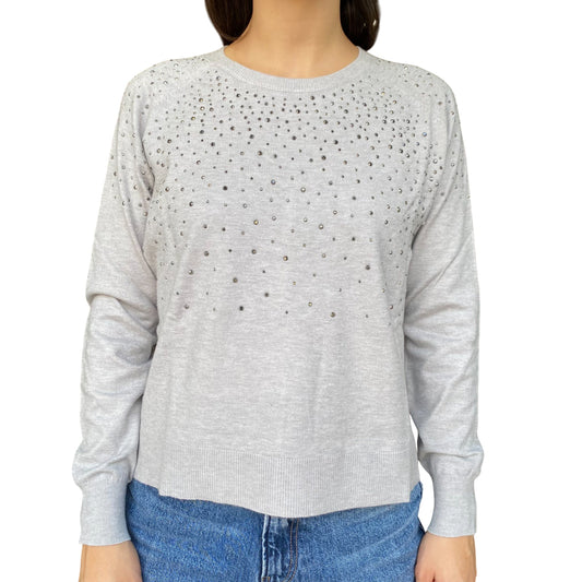 GRIFFAI - Maglia a Girocollo DGF5636 Perla da Donna con Strass