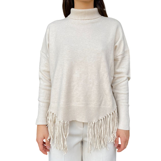 GRIFFAI Maglia Donna con frange DGF5653 Beige