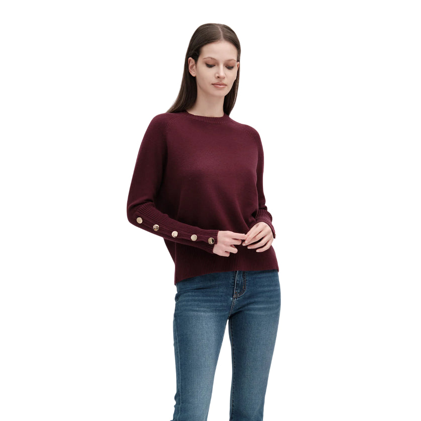 GRIFFAI Maglia donna scollo tondo con bottoni DGF5674 Moro