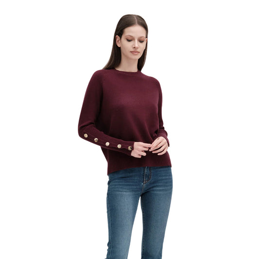 GRIFFAI Maglia donna scollo tondo con bottoni DGF5674 Moro