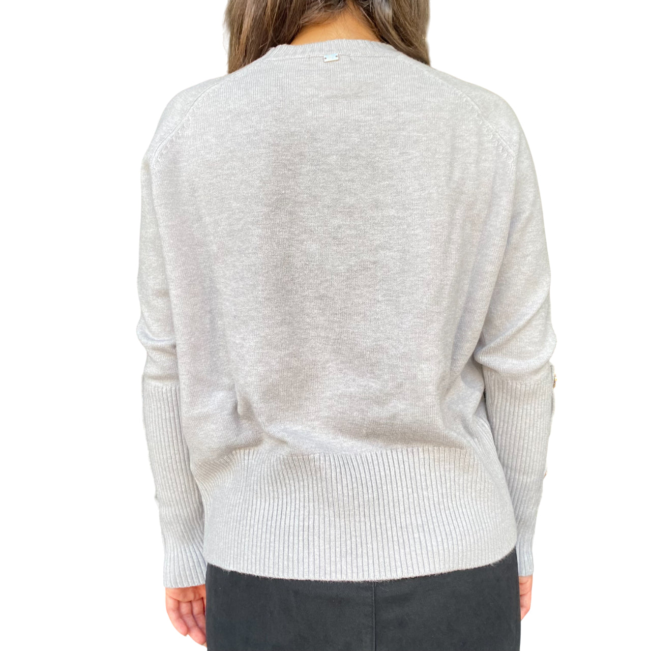 GRIFFAI Maglia donna scollo tondo con bottoni DGF5674 Perla - retro