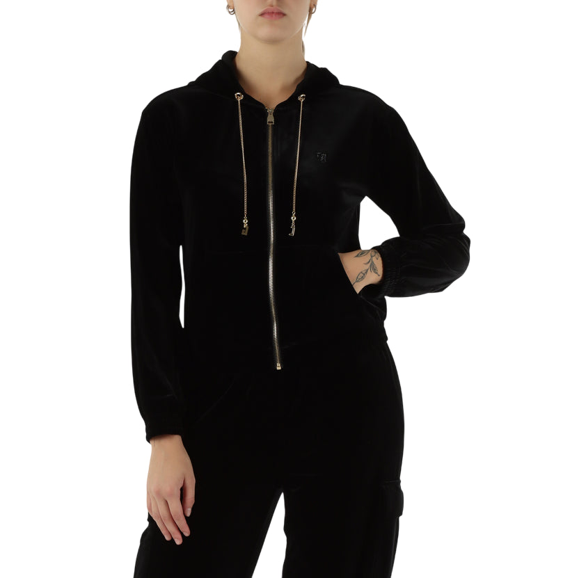 Gaudì Felpa 521BD64007 2001 Nera: Felpa Donna in Ciniglia con Cappuccio