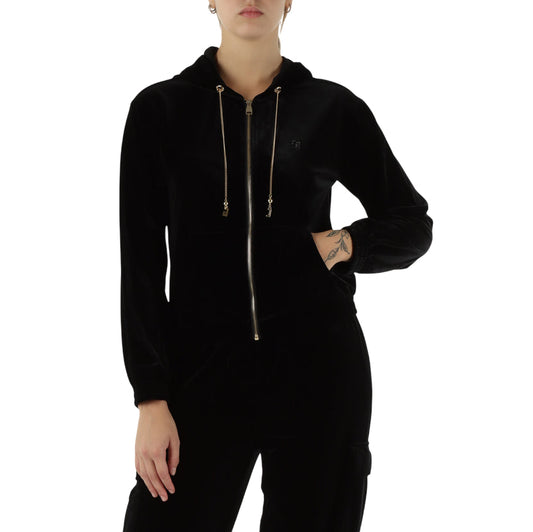 Gaudì Felpa 521BD64007 2001 Nera: Felpa Donna in Ciniglia con Cappuccio