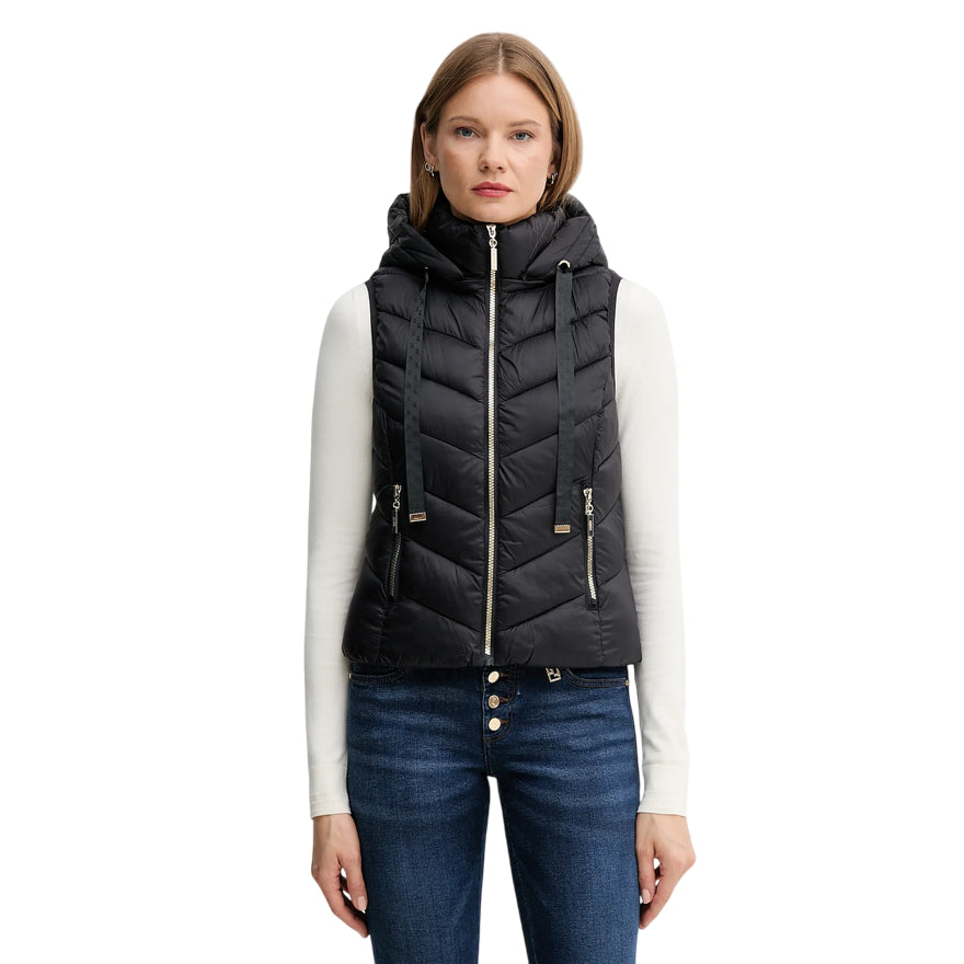 Gaudì Gilet Donna in Nylon Nero 521BD35003 | Gilet Trapuntato con Cappuccio