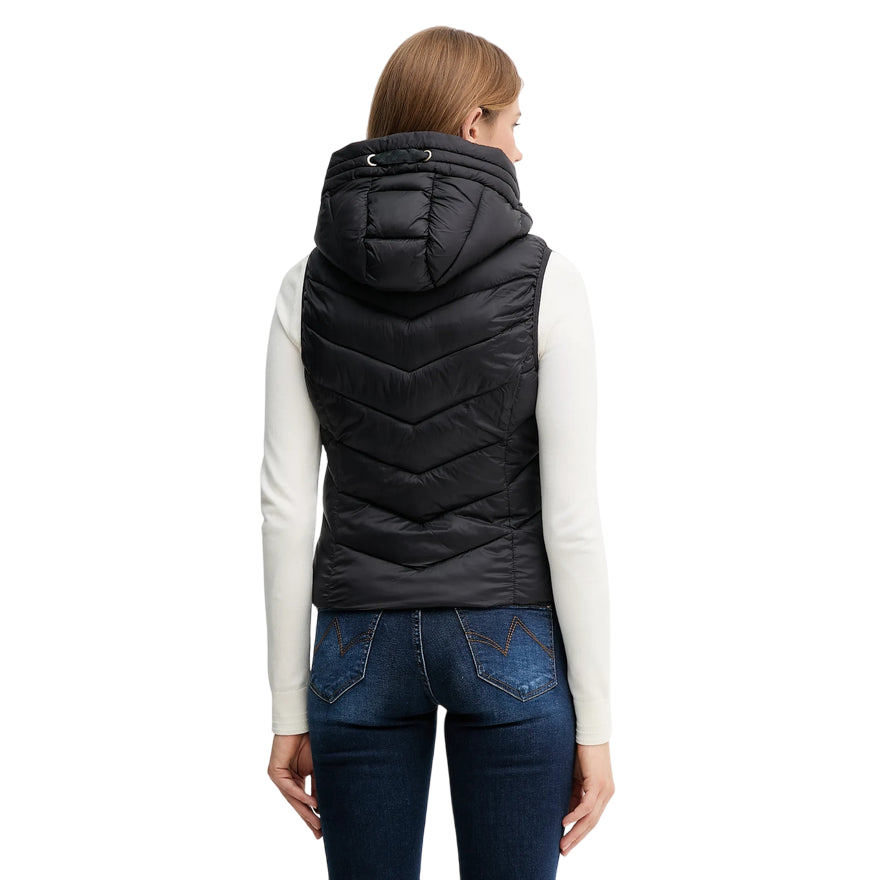 Gaudì Gilet Donna in Nylon Nero 521BD35003 | Gilet Trapuntato con Cappuccio - posteriore