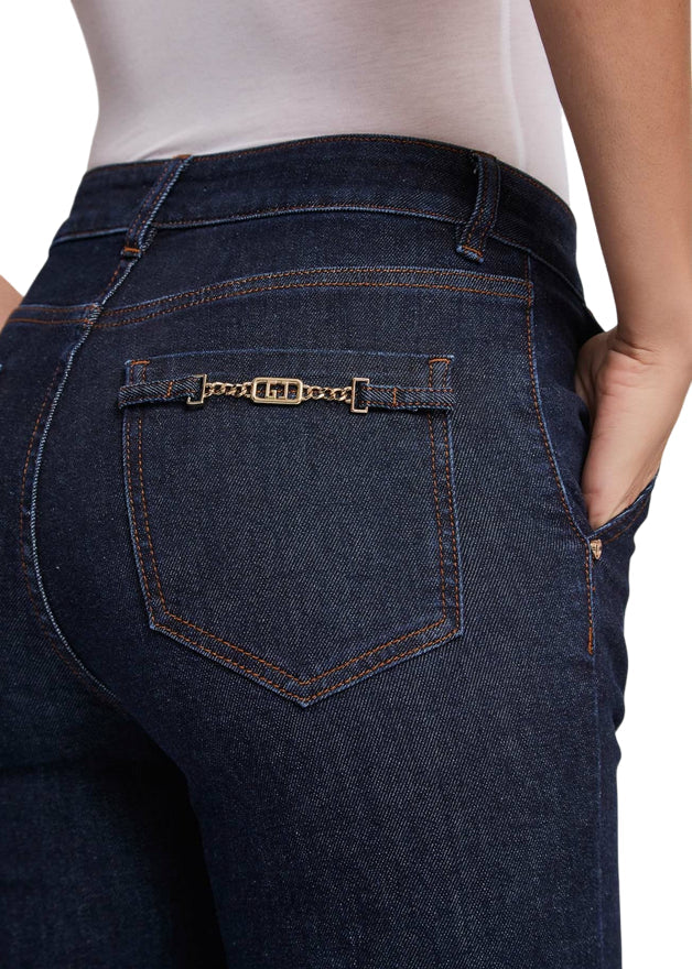 Gaudì Jeans 521BD26002_00 Blu Scuro: Jeans Donna Flared Cropped con Gioiello