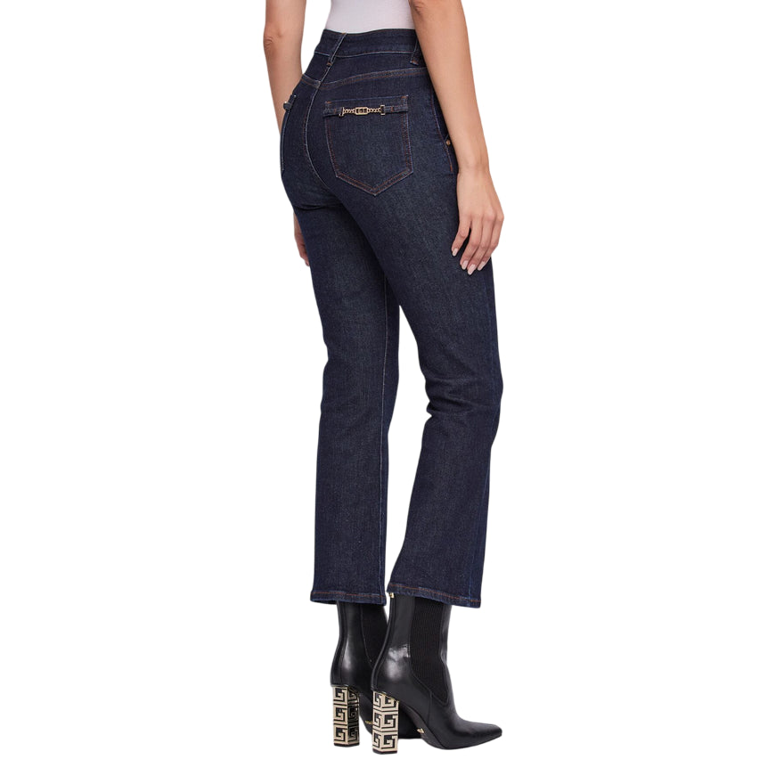 Gaudì Jeans 521BD26002_00 Blu Scuro: Jeans Donna Flared Cropped con Gioiello