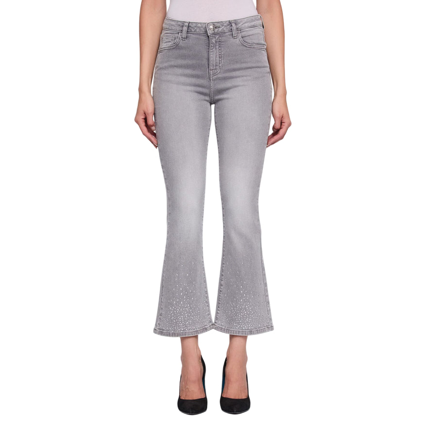 Gaudì Jeans 521BD26023_00 Grigio: Jeans Donna Cropped Flared Effetto Used