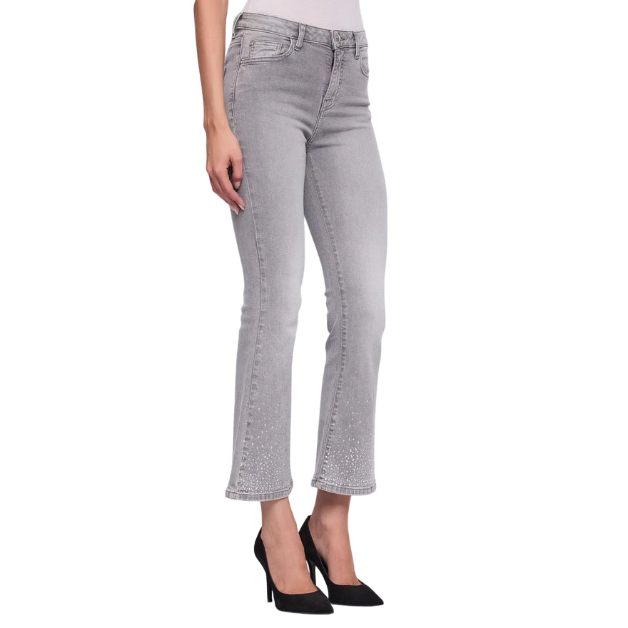 Gaudì Jeans 521BD26023_00 Grigio: Jeans Donna Cropped Flared Effetto Used - laterale