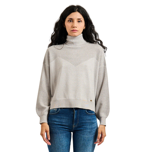 Gaudì Maglia Dolcevita Donna Lurex Grigia 521BD53051 2212| Maglione scintillante
